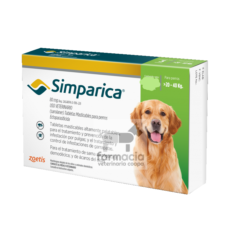 Simparica perros 20 - 40 kg UNA TABLETA